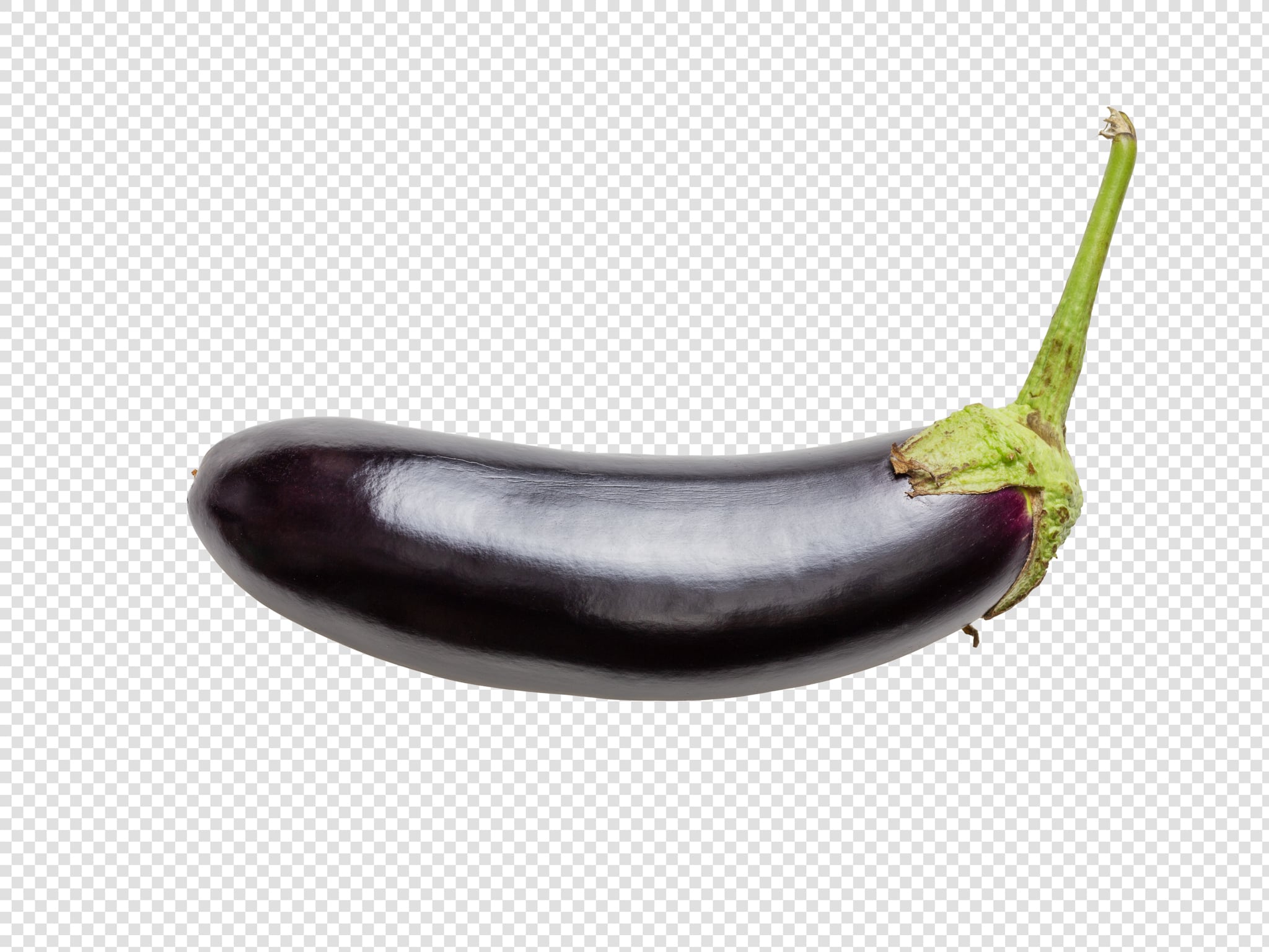 Clean Isolated PSD image of Eggplant on transparent background with separated shadow
