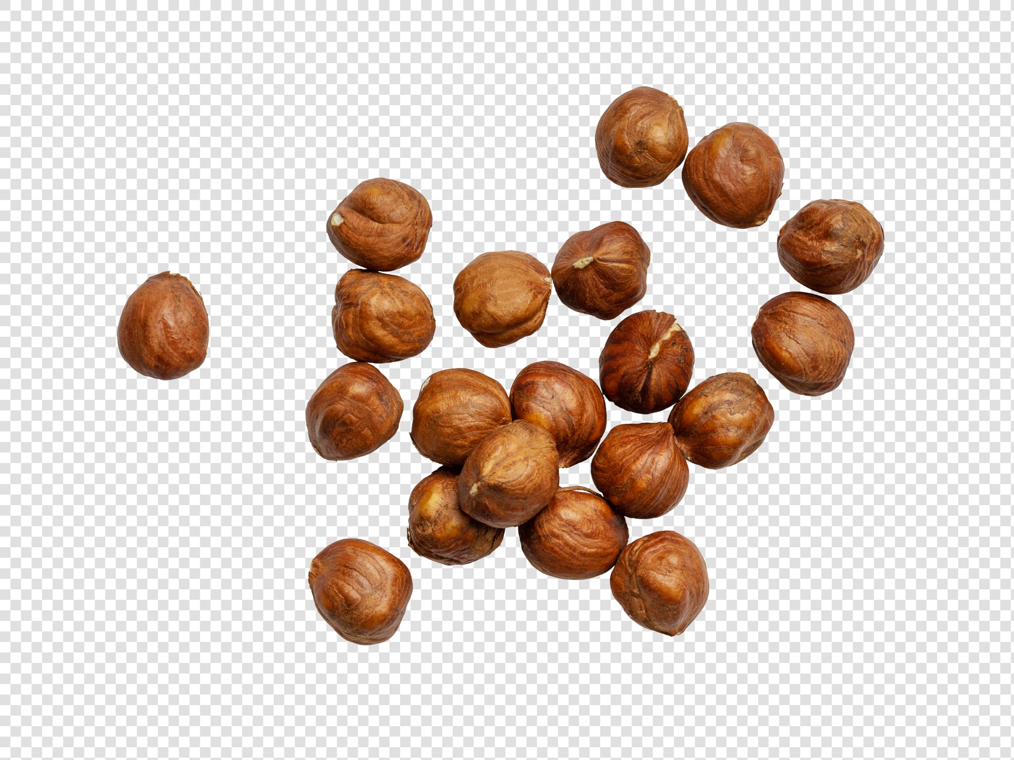 Clean Isolated PSD image of Hazelnut on transparent background with separated shadow