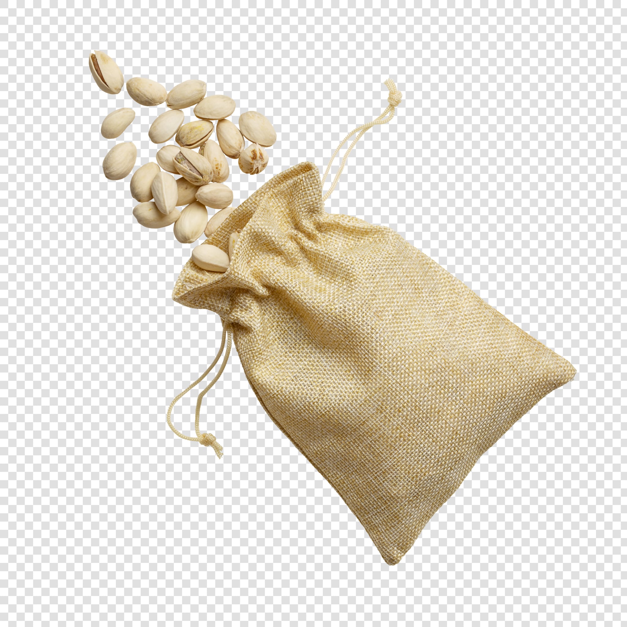 Bag of pistachios PSD image on transparent background
