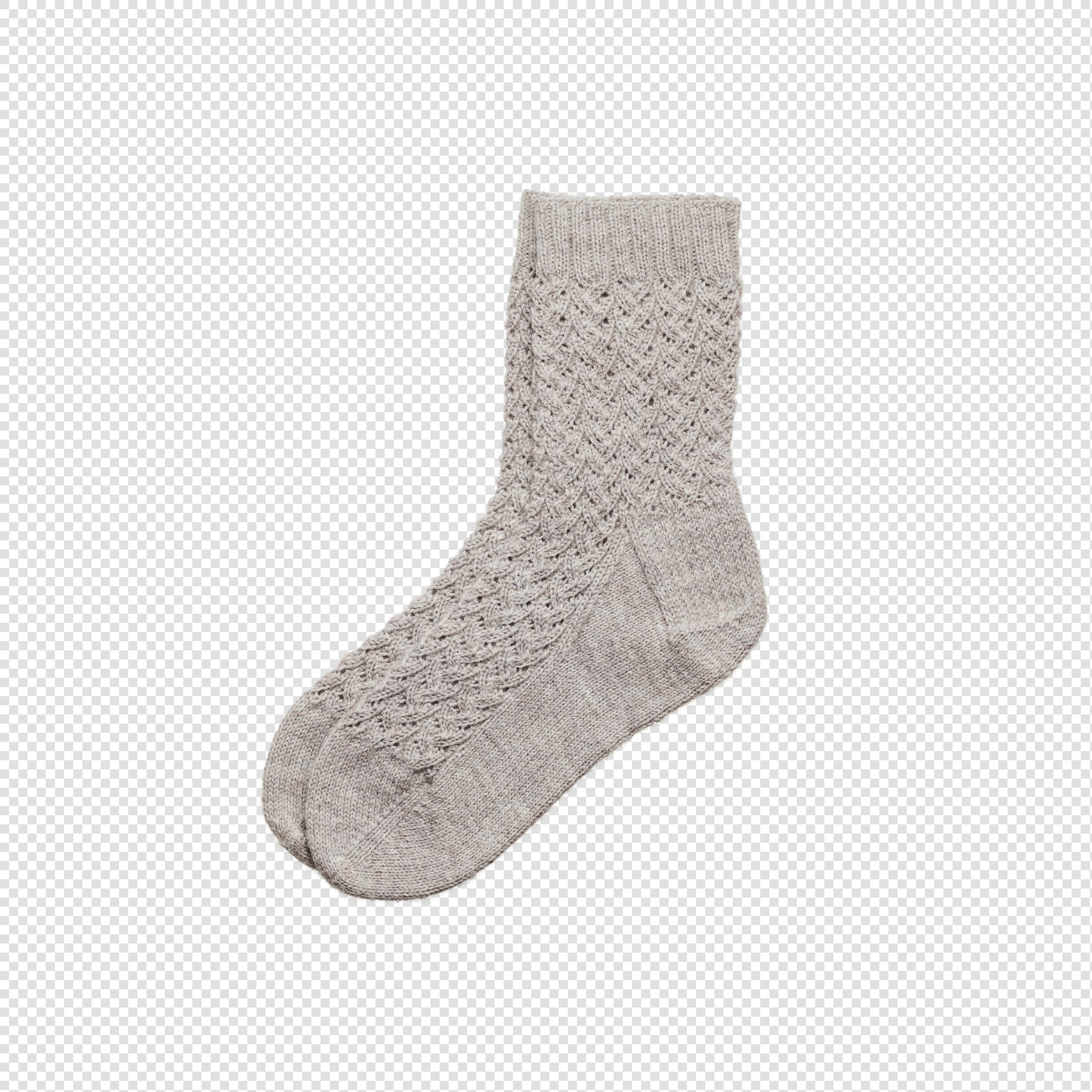 Clean Isolated PSD image of Wool socks on transparent background with separated shadow